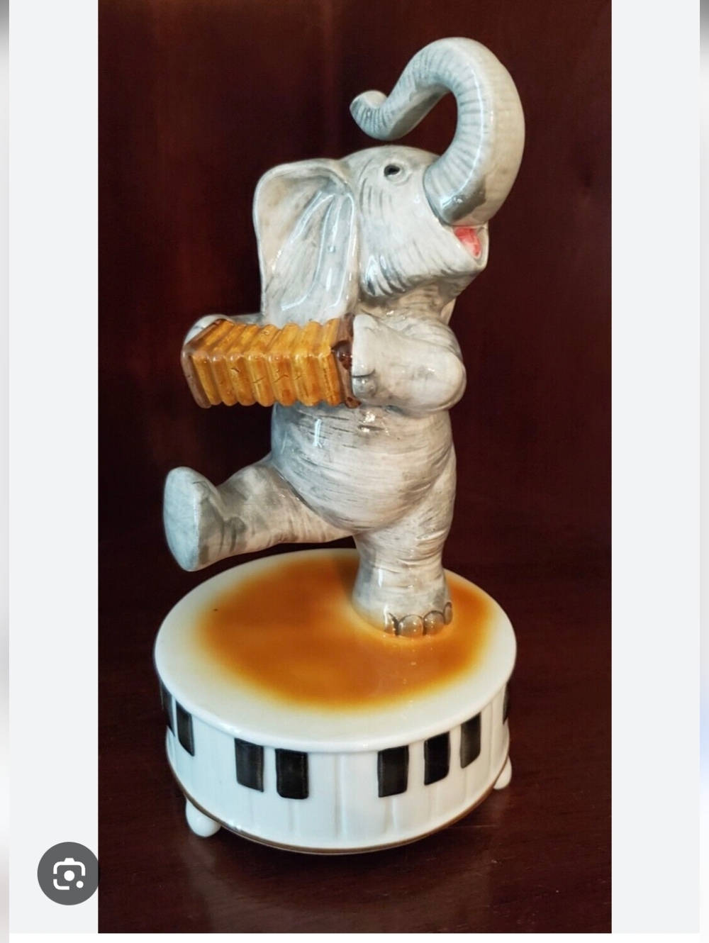 Vintage Grey Elephant Music Box Figurine with Collectible Display